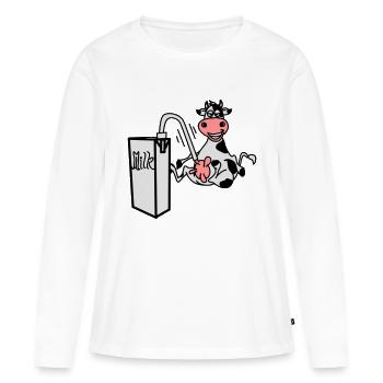 milkcow - T-shirt manches longues Premium bio Femme - blanc - Devant - Julia (174cm)