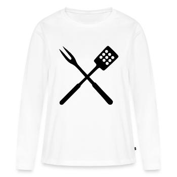 Griller Couvert - T-shirt manches longues Premium bio Femme - blanc - Devant - Julia (174cm)