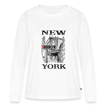 New York - Brooklyn Bridge - T-shirt manches longues Premium bio Femme - blanc - Devant - Julia (174cm)