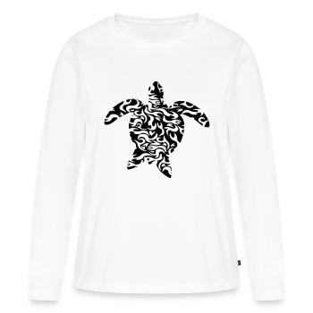 pattern cool sea turtle silhouette outline s - Women's Premium Organic Long Sleeve Shirt - white - Front - Julia (174cm)