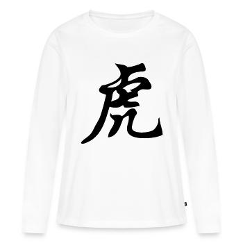 Caractères chinois - T-shirt manches longues Premium bio Femme - blanc - Devant - Julia (174cm)