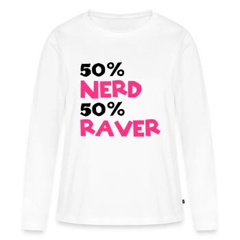 Nerd Raver - T-shirt manches longues Premium bio Femme - blanc - Devant - Julia (174cm)