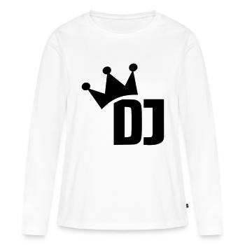 DJ - T-shirt manches longues Premium bio Femme - blanc - Devant - Julia (174cm)