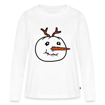 bonhomme de neige visage tête cool hiver noël ka - T-shirt manches longues Premium bio Femme - blanc - Devant - Julia (174cm)