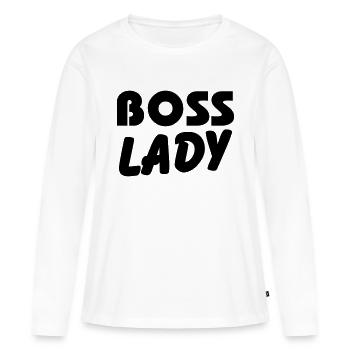 Boss Lady - T-shirt manches longues Premium bio Femme - blanc - Devant - Julia (174cm)
