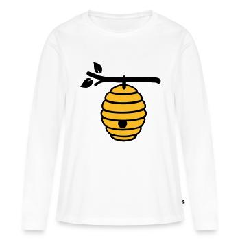 Miel - T-shirt manches longues Premium bio Femme - blanc - Devant - Julia (174cm)