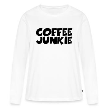 Coffee Junkie - T-shirt manches longues Premium bio Femme - blanc - Devant - Julia (174cm)