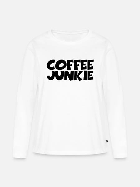 Coffee Junkie - Frauen Premium Bio Langarmshirt - Weiß