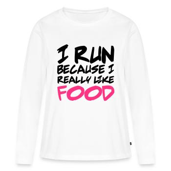 Run - T-shirt manches longues Premium bio Femme - blanc - Devant - Julia (174cm)