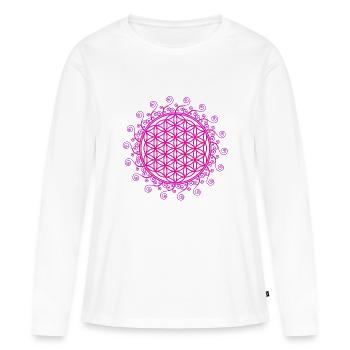 Blume des Lebens, Spiritualität, Chakra, Yoga, Zen - Frauen Premium Bio Langarmshirt - Weiß - Vorne - Julia (174cm)