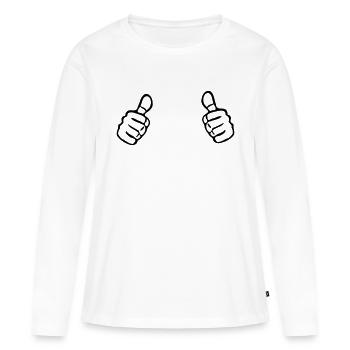 Two Thumbs Up - T-shirt manches longues Premium bio Femme - blanc - Devant - Julia (174cm)