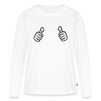 Two Thumbs Up - T-shirt manches longues Premium bio Femme - blanc - Devant - Julia (174cm)