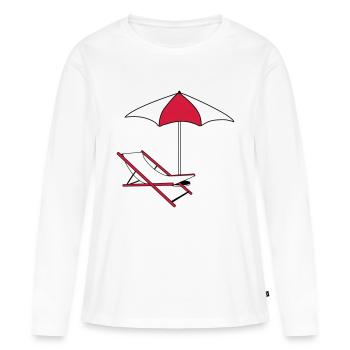 parasol parasol transat chaise de plage vacances - T-shirt manches longues Premium bio Femme - blanc - Devant - Julia (174cm)