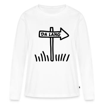 Da lang - rechts - Frauen Premium Bio Langarmshirt - Weiß - Vorne - Julia (174cm)