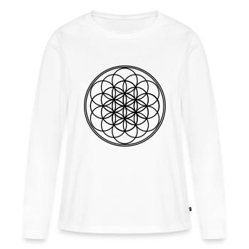 Fleur de fleur de la vie de la vie - T-shirt manches longues Premium bio Femme - blanc - Devant - Julia (174cm)
