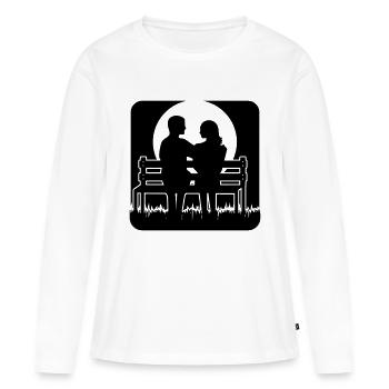 Banque de pleine lune - T-shirt manches longues Premium bio Femme - blanc - Devant - Julia (174cm)