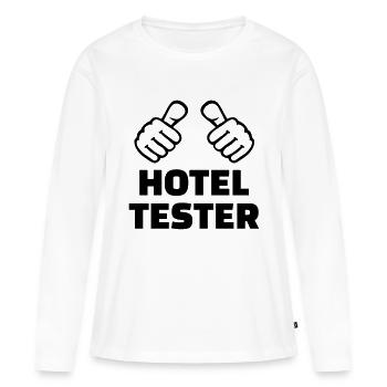 Hotel tester - T-shirt manches longues Premium bio Femme - blanc - Devant - Julia (174cm)