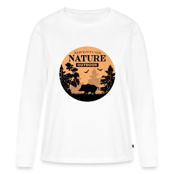 Wildschwein - Keiler - Wild Boar - Frauen Premium Bio Langarmshirt - Weiß - Vorne - Julia (174cm)