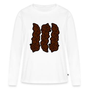 3 würstchen braune wurst fladen stinken scheiße ka - Frauen Premium Bio Langarmshirt - Weiß - Vorne - Julia (174cm)