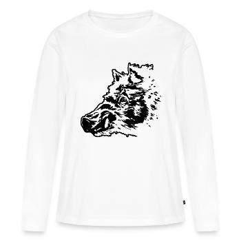 Wild Boar - Wildschwein - Keiler - Frauen Premium Bio Langarmshirt - Weiß - Vorne - Julia (174cm)