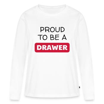 Dessin / Dessinateur / Drawing / Drawer - T-shirt manches longues Premium bio Femme - blanc - Devant - Julia (174cm)
