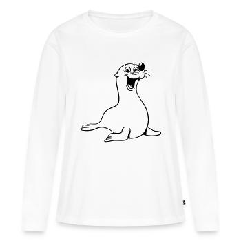 seehund lustig - Frauen Premium Bio Langarmshirt - Weiß - Vorne - Julia (174cm)