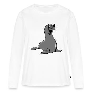 seehund lustig - Frauen Premium Bio Langarmshirt - Weiß - Vorne - Julia (174cm)