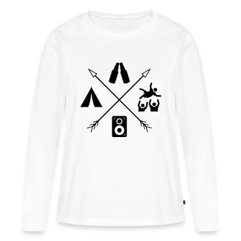 Festival Tenue Fête Concert Camping Été - T-shirt manches longues Premium bio Femme - blanc - Devant - Julia (174cm)