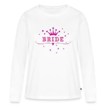 Bride, Wedding, Pink, Crowns, Hen Nights, Marry - Women's Premium Organic Long Sleeve Shirt - white - Front - Julia (174cm)