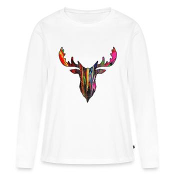 Hirsch Schwarzwald Bunt * Streetart * Jack Joblin - T-shirt manches longues Premium bio Femme - blanc - Devant - Julia (174cm)