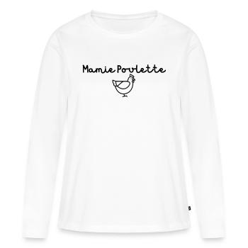Mamie Poulette - T-shirt manches longues Premium bio Femme - blanc - Devant - Julia (174cm)