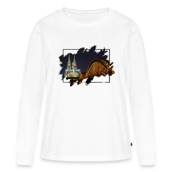 Cologne Allemagne Cologne Dom Cologne Skyline - T-shirt manches longues Premium bio Femme - blanc - Devant - Julia (174cm)