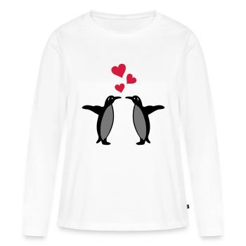 coeurs de pingouin - T-shirt manches longues Premium bio Femme - blanc - Devant - Julia (174cm)