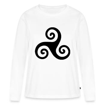 Triskele Celte - T-shirt manches longues Premium bio Femme - blanc - Devant - Julia (174cm)