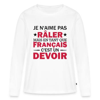 je n'aime pas râler / Humour Râleur - T-shirt manches longues Premium bio Femme - blanc - Devant - Julia (174cm)