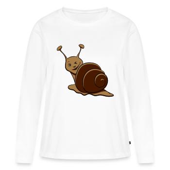 Escargot drôle clin d’oeil - T-shirt manches longues Premium bio Femme - blanc - Devant - Julia (174cm)