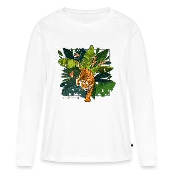 Tiger et la jungle carrée image - T-shirt manches longues Premium bio Femme - blanc - Devant - Julia (174cm)