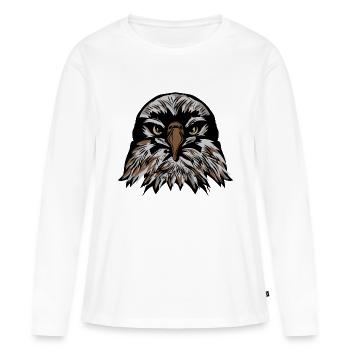 tete aigle dessin fantaisie - T-shirt manches longues Premium bio Femme - blanc - Devant - Julia (174cm)
