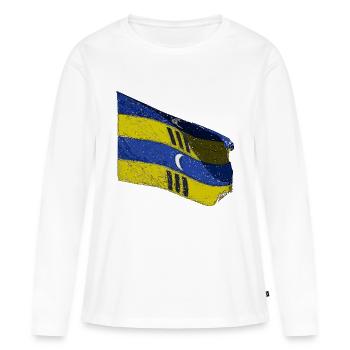 Hinweis Ameland - Frauen Premium Bio Langarmshirt - Weiß - Vorne - Julia (174cm)