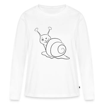 Escargot drôle clin d’œil - T-shirt manches longues Premium bio Femme - blanc - Devant - Julia (174cm)