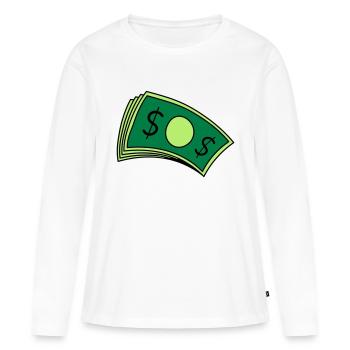 Geld Haufen Scheine - Frauen Premium Bio Langarmshirt - Weiß - Vorne - Julia (174cm)