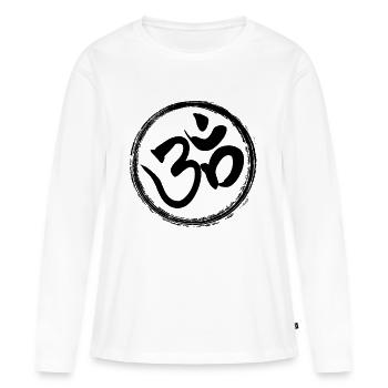 Tibétain - Signe Om - T-shirt manches longues Premium bio Femme - blanc - Devant - Julia (174cm)