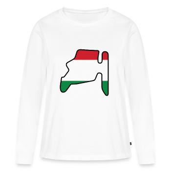 Piste de course de Hongrie avec drapeau - T-shirt manches longues Premium bio Femme - blanc - Devant - Julia (174cm)