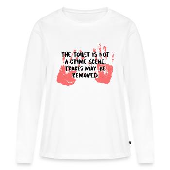 Les toilettes ne sont pas une scène de crime. - T-shirt manches longues Premium bio Femme - blanc - Devant - Julia (174cm)