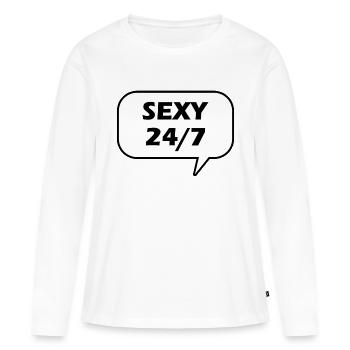 Sexy vingt-quatre heures par jour - T-shirt manches longues Premium bio Femme - blanc - Devant - Julia (174cm)