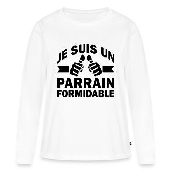 parrain formidable / meilleur parrain - T-shirt manches longues Premium bio Femme - blanc - Devant - Julia (174cm)