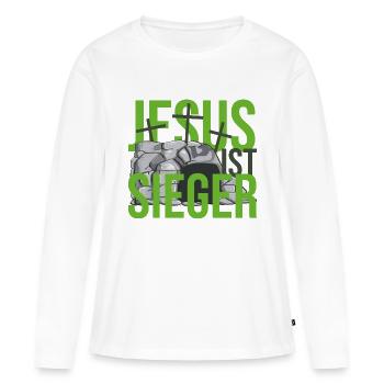 Jesus ist Sieger - Frauen Premium Bio Langarmshirt - Weiß - Vorne - Julia (174cm)