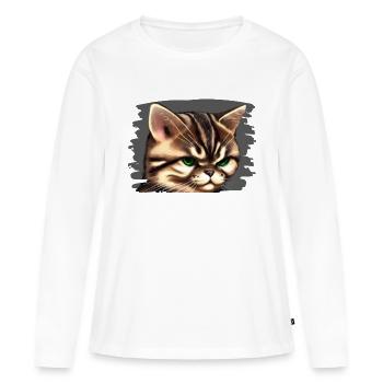 Katzengesicht - Frauen Premium Bio Langarmshirt - Weiß - Vorne - Julia (174cm)