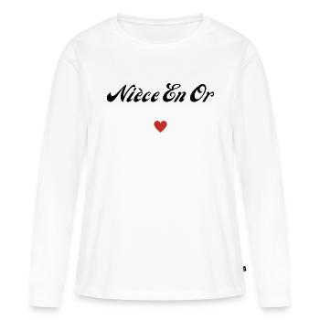 nièce en or - T-shirt manches longues Premium bio Femme - blanc - Devant - Julia (174cm)