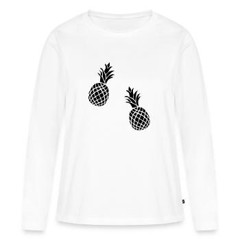 Silhouette d'ananas - T-shirt manches longues Premium bio Femme - blanc - Devant - Julia (174cm)